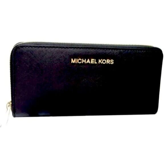 MICHAEL Kors Jet Set Travel Continental Wallet black bag New - Picture 6 of 14